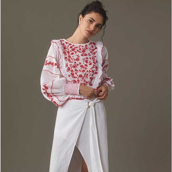 NWT Farm Rio Long-Sleeve Embroidered Blouse - Picture 2 of 4